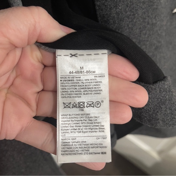 GAP Wool Blend Peacoat – Charcoal Gray, Men’s Medium - Picture 5 of 7